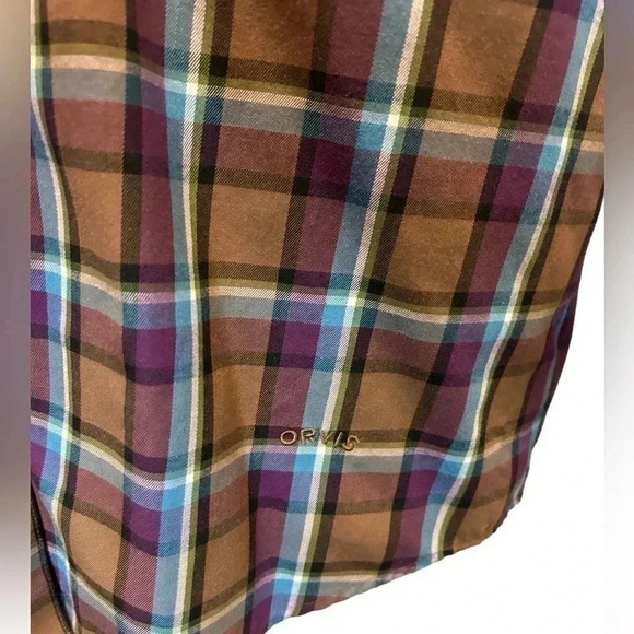 ORVIS Plaid Button Down Wrinkle Free Shirt Blue Brown Sz 14 Measurement in pics - Picture 5 of 9